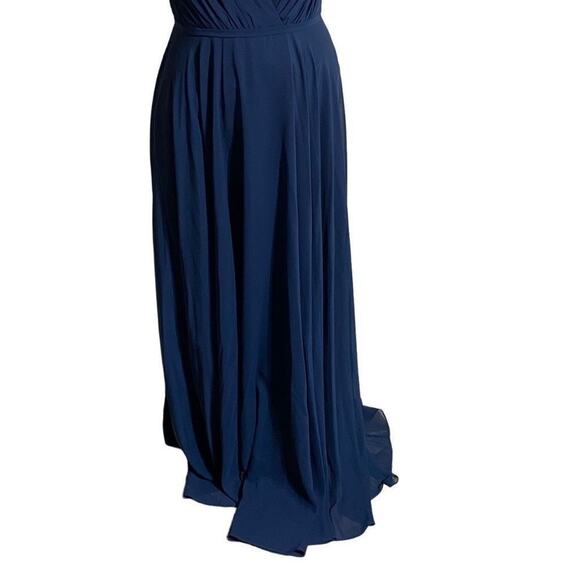 A-line V-Neck Floor-Length Chiffon Evening Dress Medium Sleeveless Maxi Formal - Picture 7 of 11